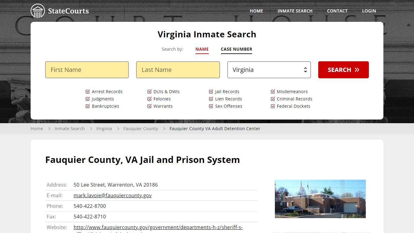 Fauquier County VA Adult Detention Center Inmate Records Search ...